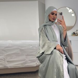 Shiny Abaya Batwing Satin Open Kimono